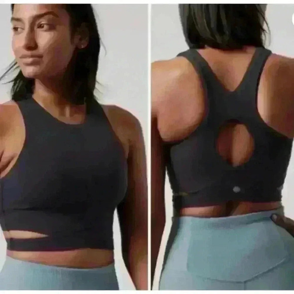 Athleta NWT Women's Conscious Cut Out‎ Yoga Crop Top A-C Size Small - Black - Picture 1 of 6